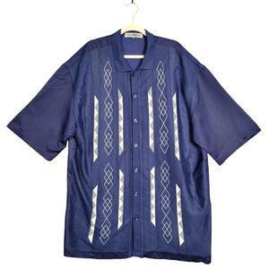 MICHAEL IRVIN 88 Short Sleeve Button Up Knitted Shirt Southwest Print SIZE 3XL